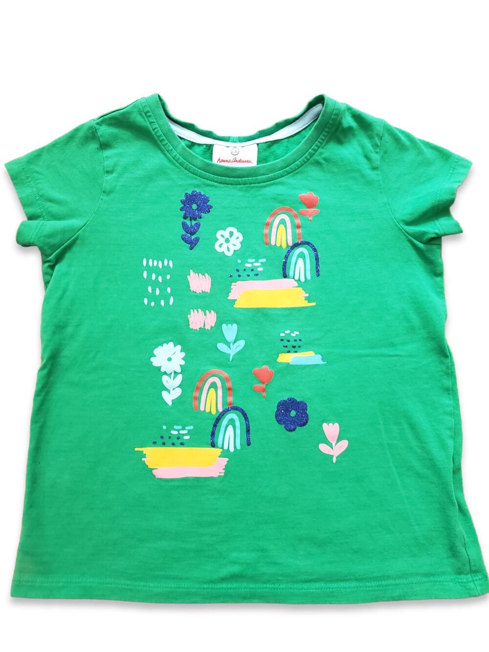 Hanna Andersson Girls 8 Doodle Print Green Graphic Tee